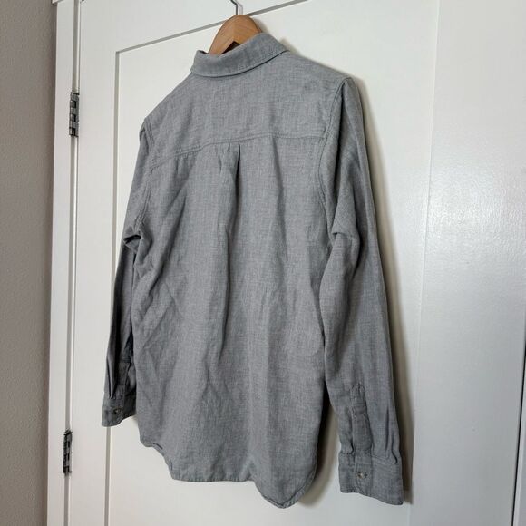 Uniqlo Shirt Womens Sz L Gray Button Up Long Sleeve 100% Cotton Casual Office - Picture 7 of 12